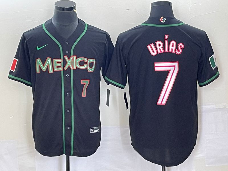 Men 2023 World Cub Mexico #7 Urias Black white Nike MLB Jersey36